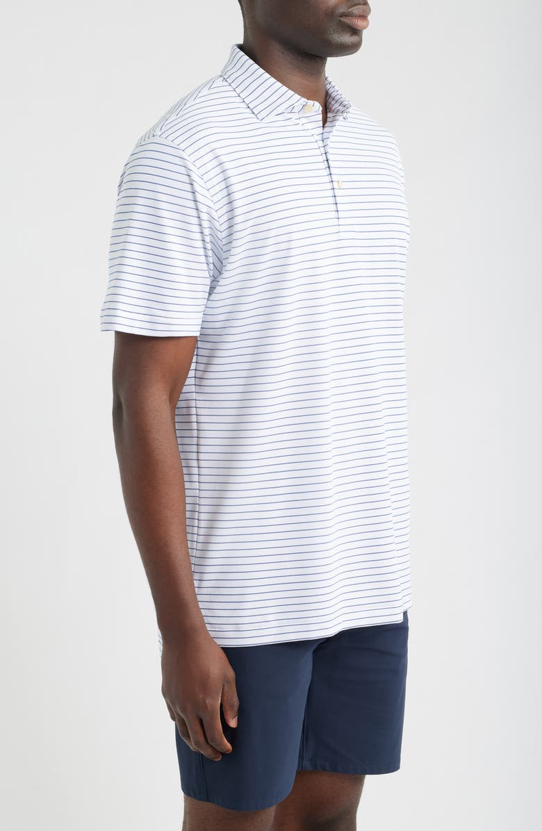 Peter Millar Winston Summer Comfort Performance Piqué Polo, Alternate, color, White / Bali Blue