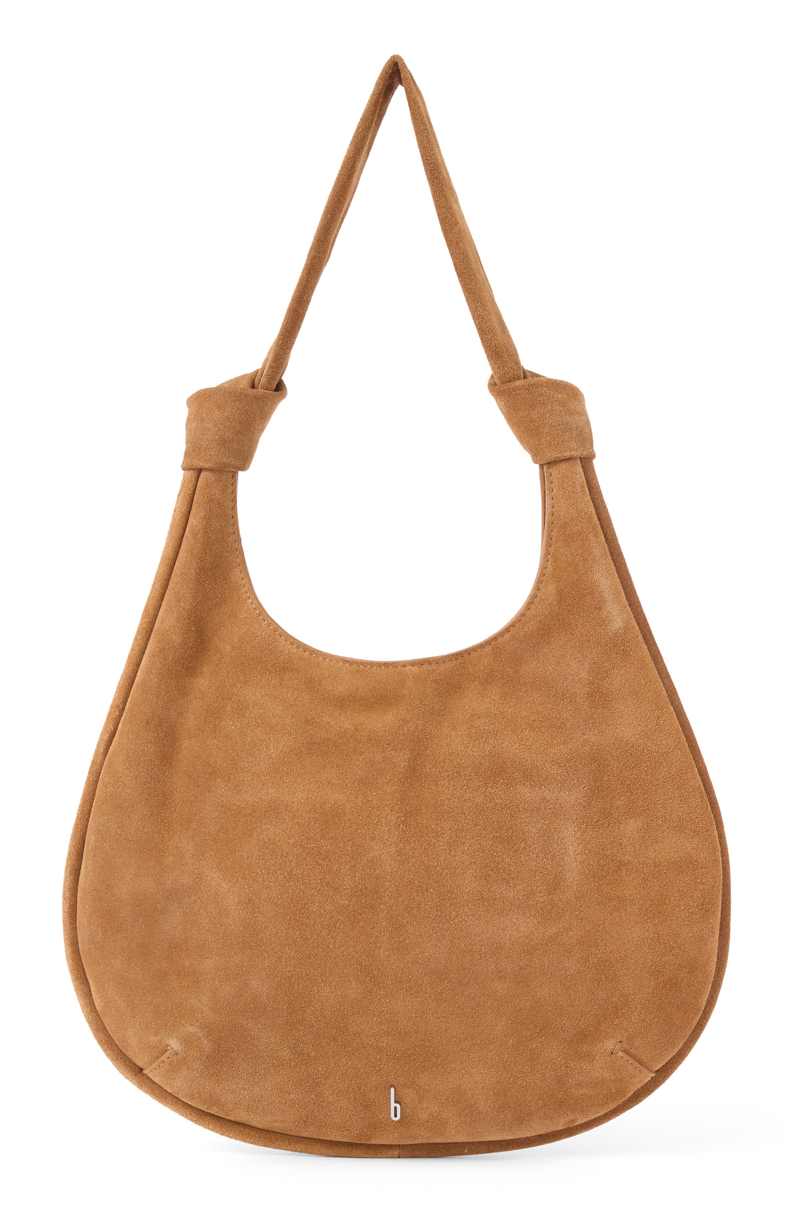 Ina Potli Medium Suede Hobo, Main, color, CARAMEL
