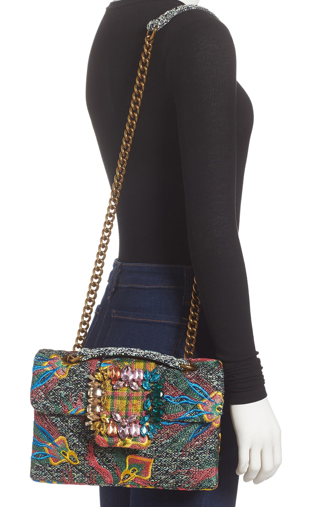 Kurt Geiger London Mayfair Embroidered Tweed Crossbody Bag, Alternate, color, 