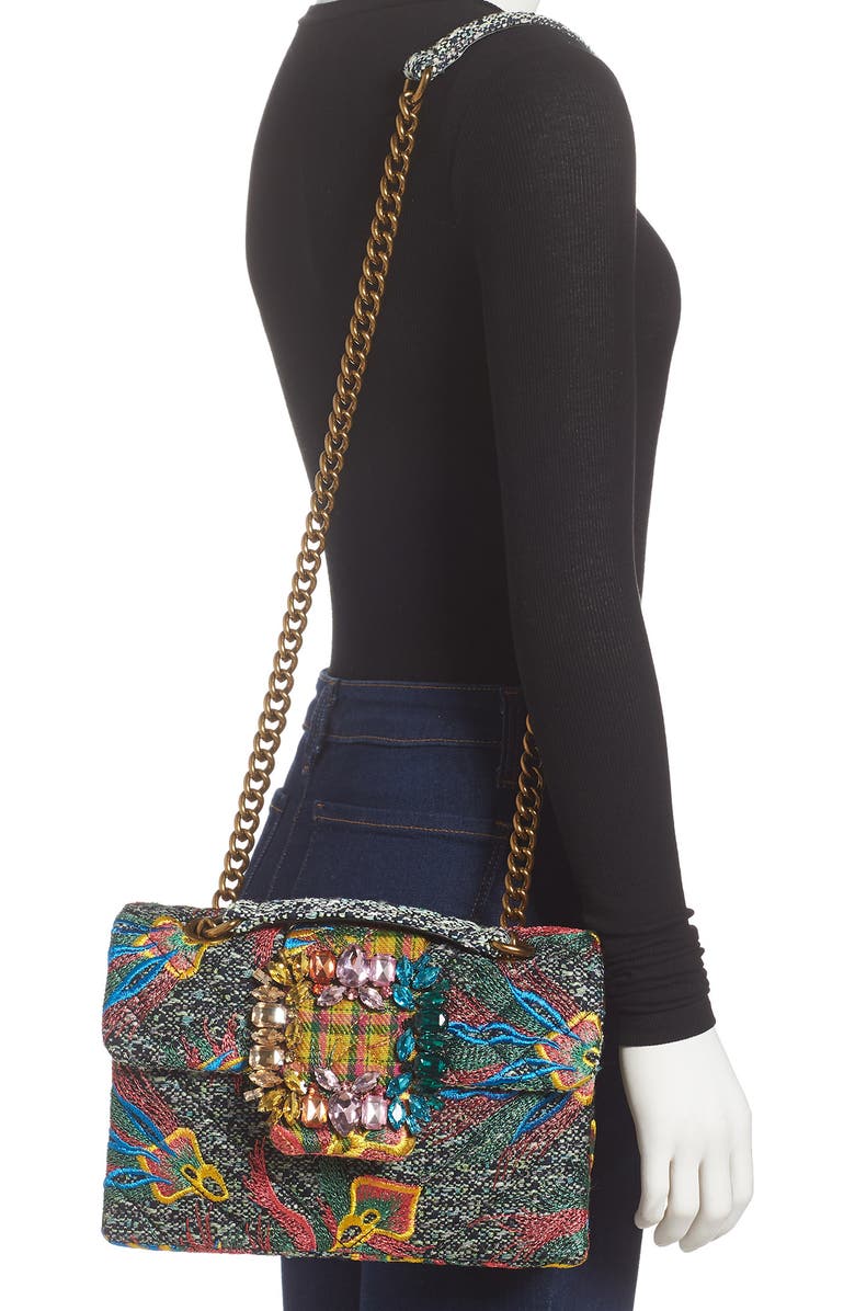 Kurt Geiger London Mayfair Embroidered Tweed Crossbody Bag, Alternate, color,