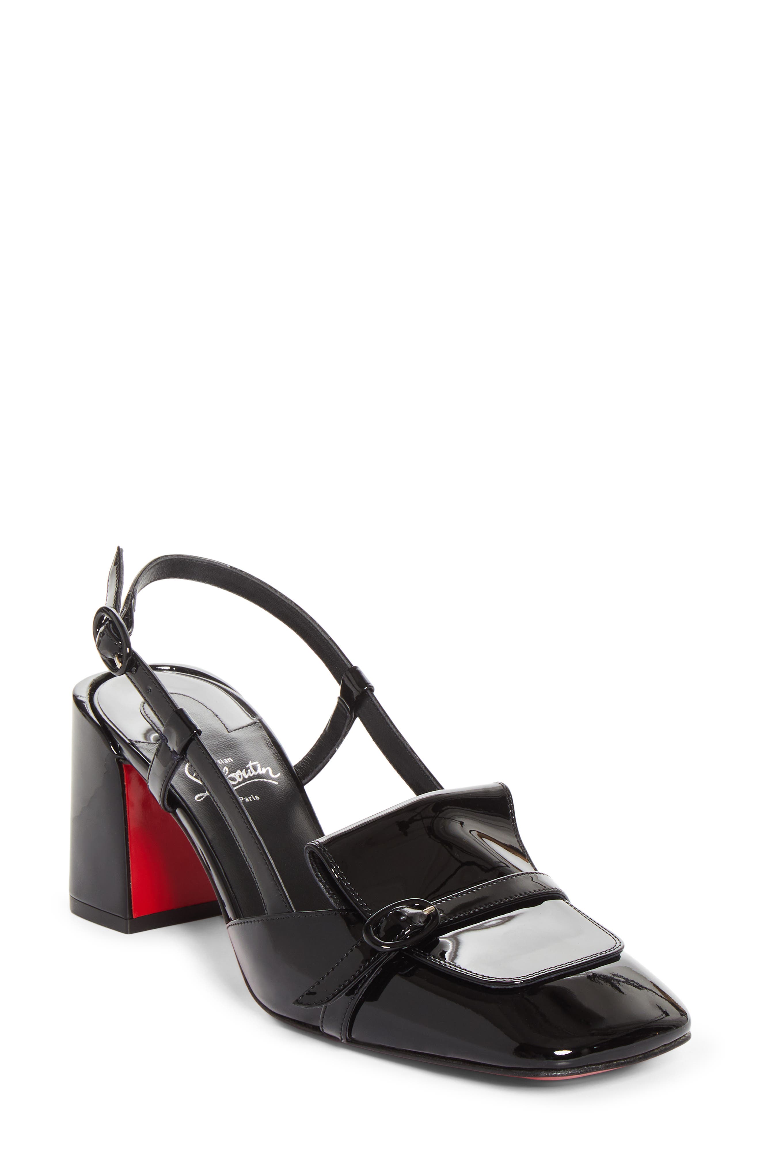 Mairesse Square Toe Patent Leather Loafer Pump, Main, color, B439 BLACK/ BLACK