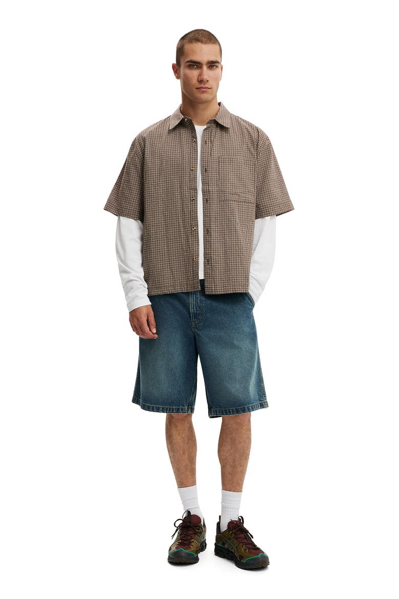 Men's Darcy Short Sleeve Shirt, Alternate, color, Choc Mini Check