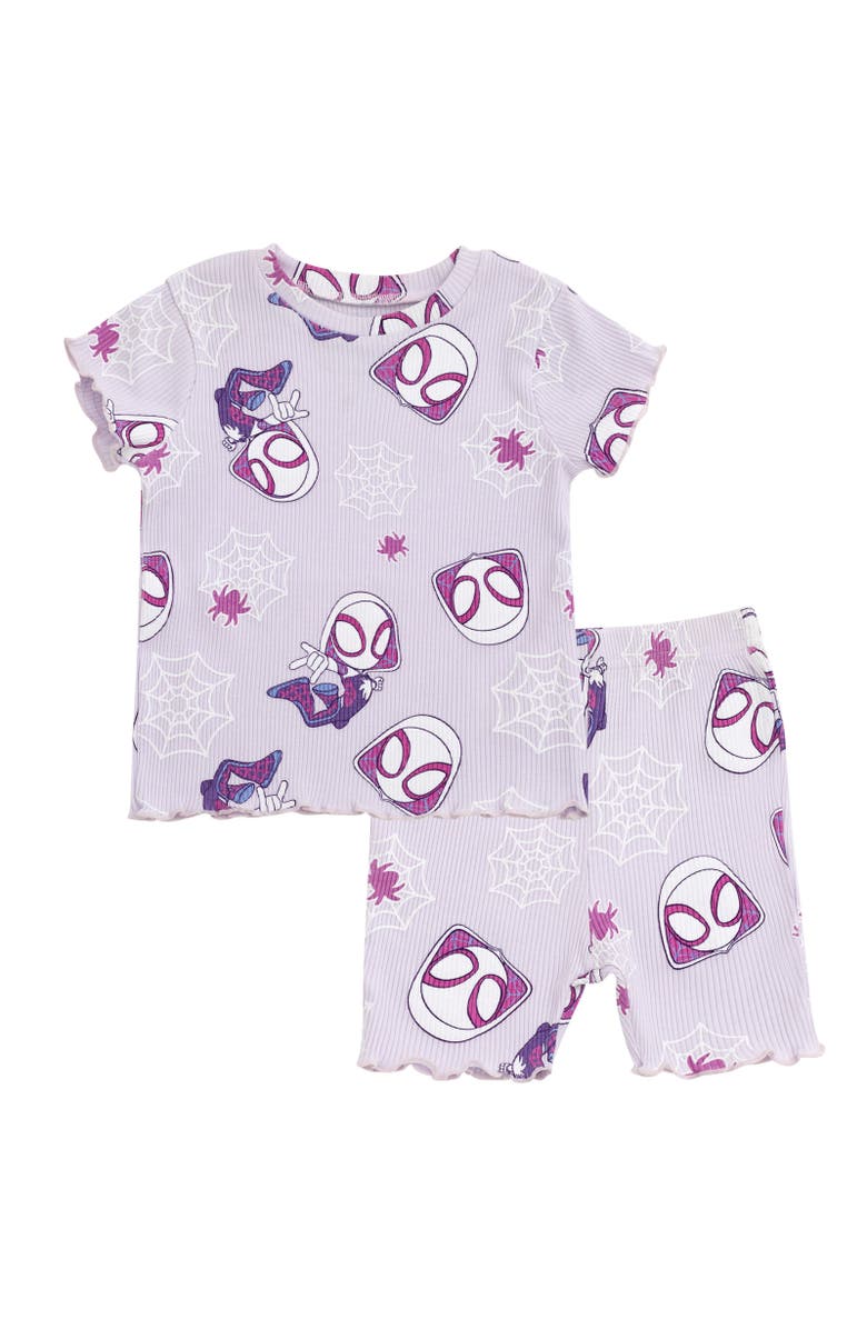 Marvel Ghost-Spider Spidey and His Amazing Friends Ribbed T-Shirt & Shorts Set, Main, color, Pale Purple, Ghost Spider