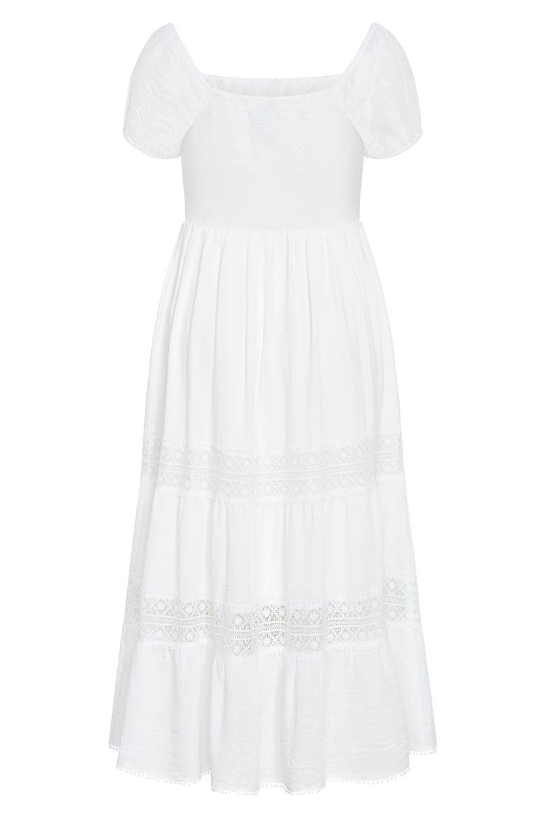Haven Lace Inset Puff Sleeve Midi Dress, Alternate, color, IVORY