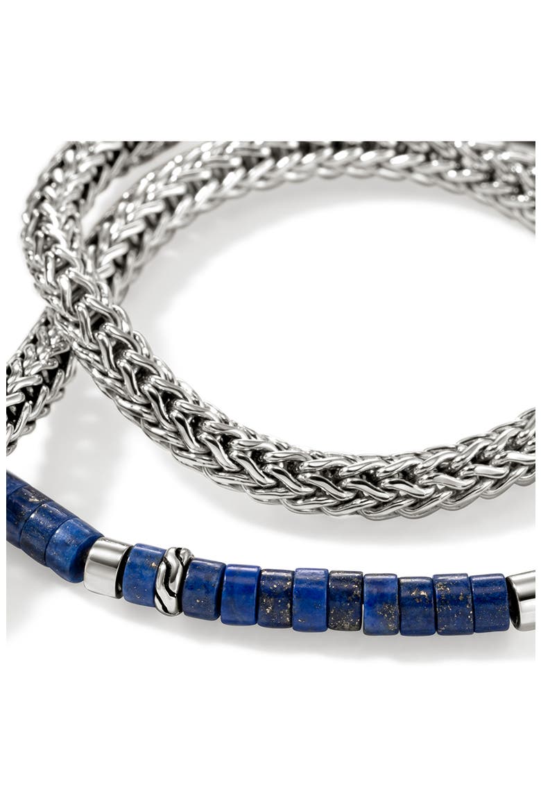 Heishi Chain Wrap, Sterling Silver, Gemstones, Alternate, color, SILVER/BLUE
