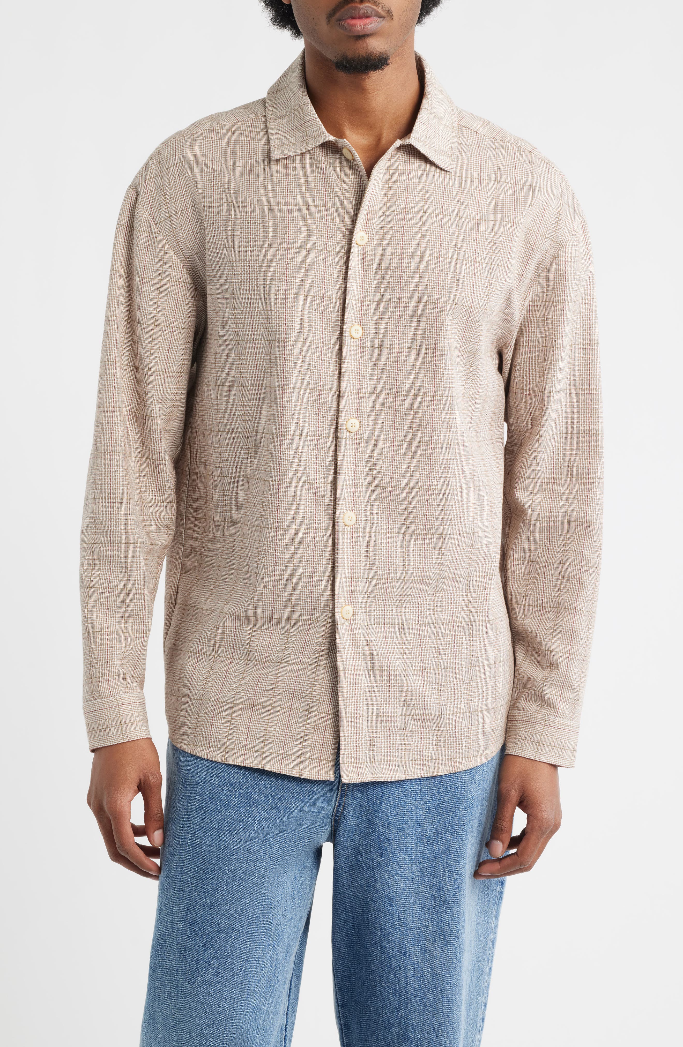 Oversize Plaid Flannel Button-Up Shirt