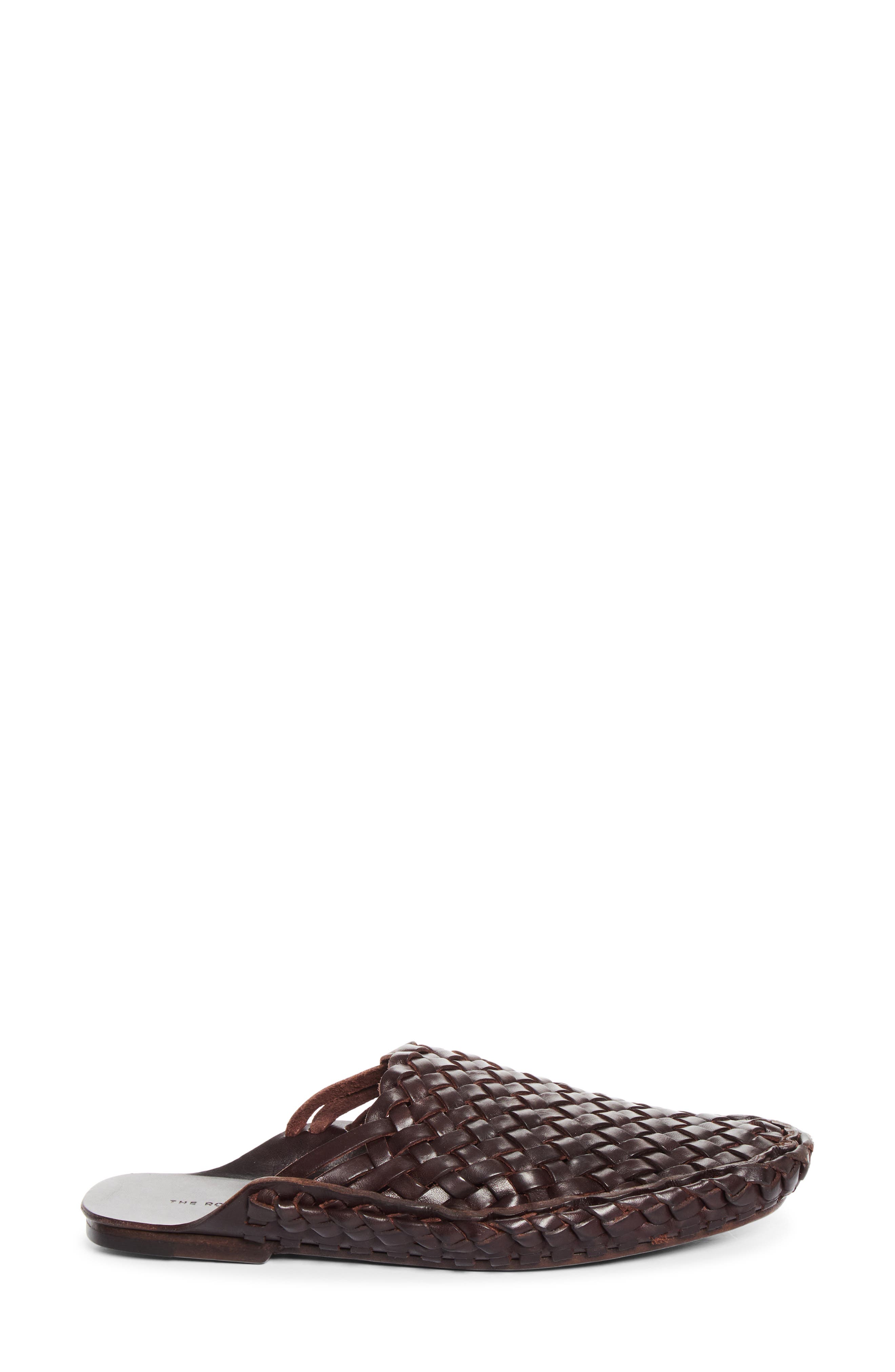 Woven Leather Flat Mule, Alternate, color, LACQUER BROWN