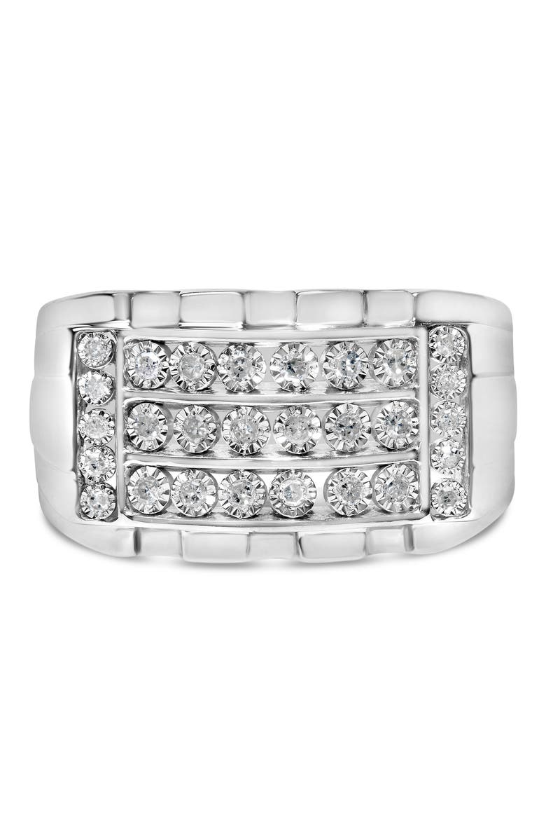 Haus of Brilliance Silver 1/4 Cttw Diamond Three Row Channel Band Ring, Main, color, Silver