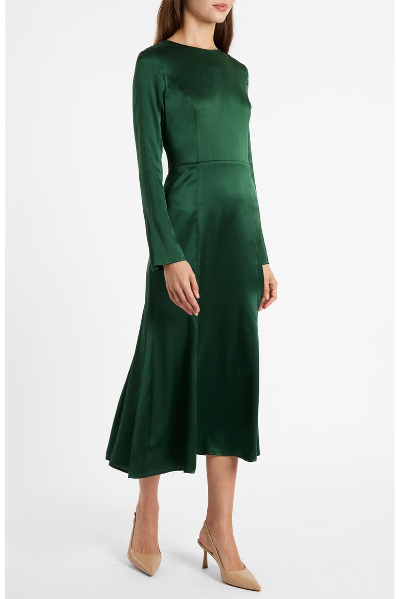 Melara Midi Dress in Stretch Silk Crepe de Chine, Alternate, color, Evergreen