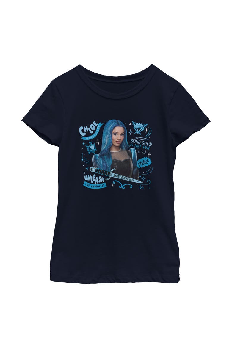 Girl's Descendants Wicked Wonderland Chloe Unleash The Darkness  Graphic T-Shirt, Main, color, Navy Blue