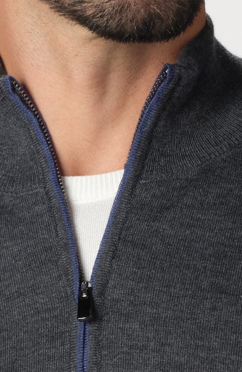Studio Garnet Los Angeles Lightweight Merino Wool Full Zip Sweater In Gray