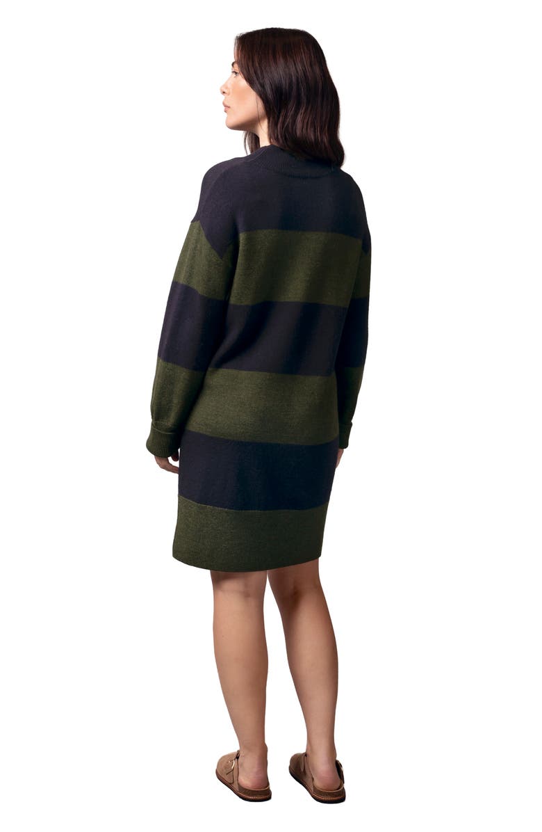 Celtic & Co. Merino Stripe Dress, Alternate, color, Olive / Navy