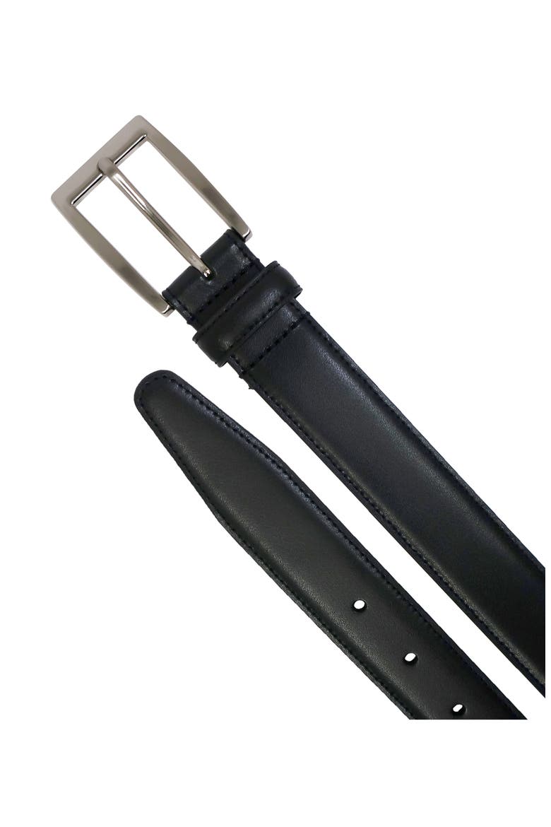 Stitched Leather Belt, Alternate, color, BLACK
