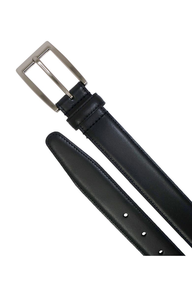 Brooks Brothers Stitched Leather Belt, Alternate, color, Black