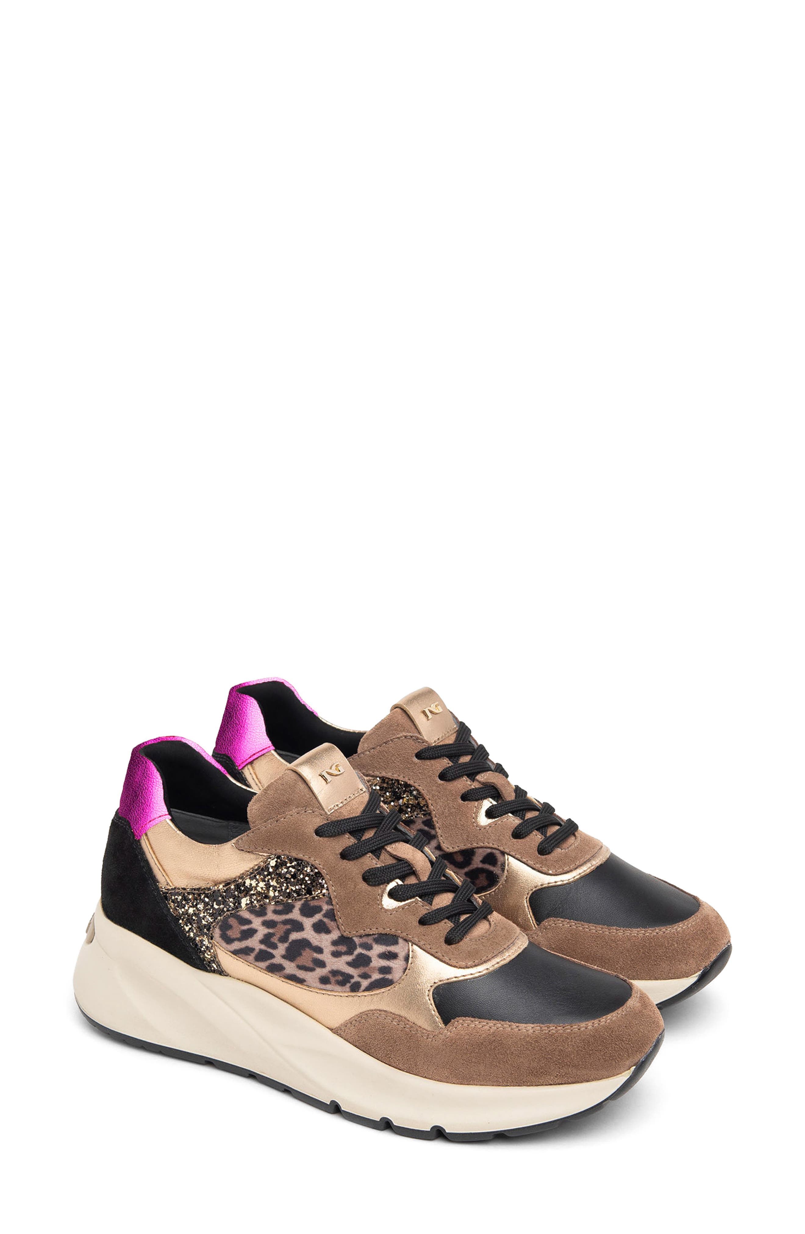 NeroGiardini Lace-Up Sneaker, Alternate, color, Mocha Multi