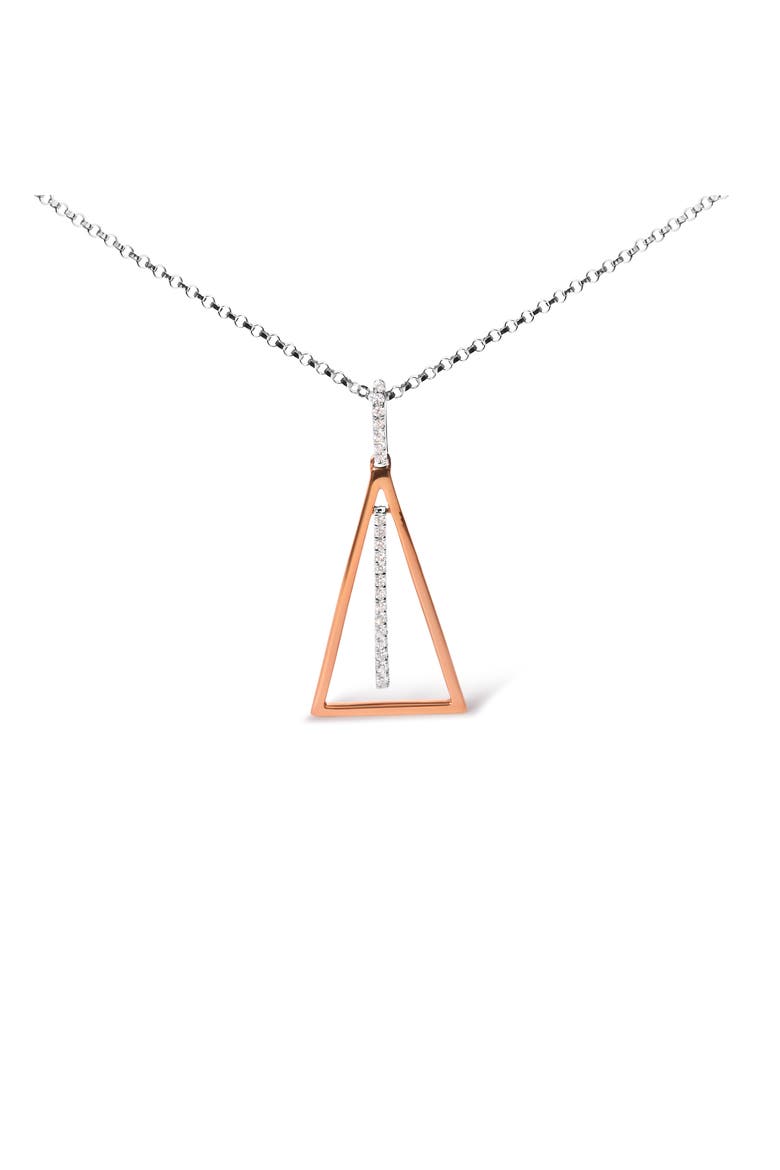 14K Rose and White Gold 1/8 Cttw Diamond Windchime Pendant Necklace, Main, color, White
