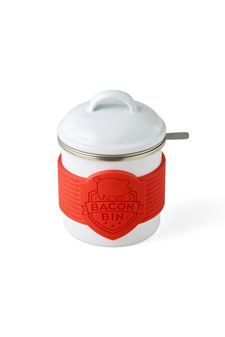 Enamel Coated Metal Bacon Bin Grease Container, 1 cup, Main, color, White