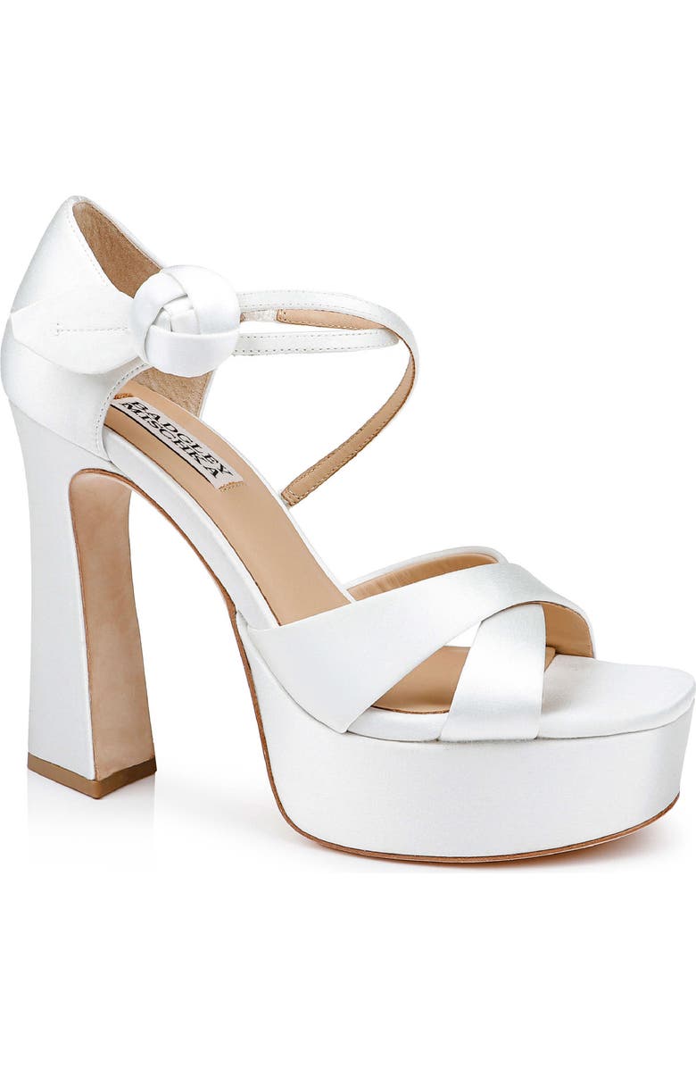 Badgley Mischka Collection Jayleen Ankle Strap Platform Sandal, Main, color, White Satin