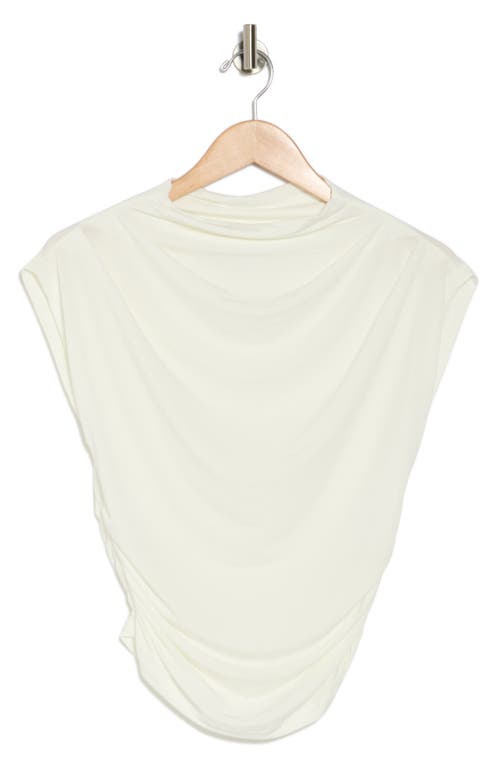 Renee C Cap Sleeve Ruched Crop Top In Ivory