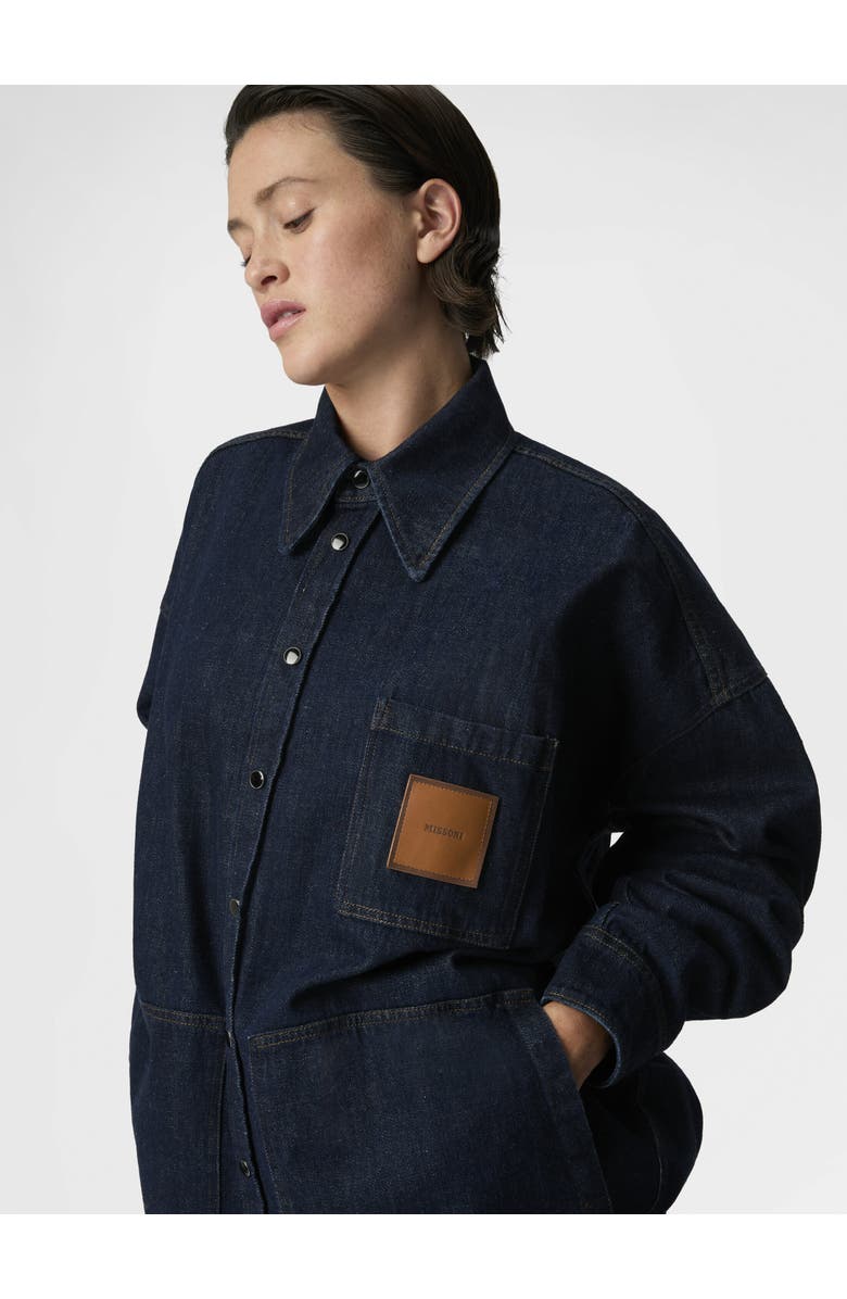 Missoni Cotton Denim Overshirt With Logo Patch, Alternate, color, Green& Brown