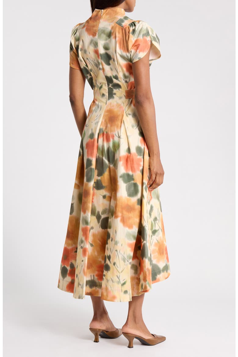 Tulip Puff Sleeve Cotton Midi Dress, Alternate, color, MARIGOLD MULTI