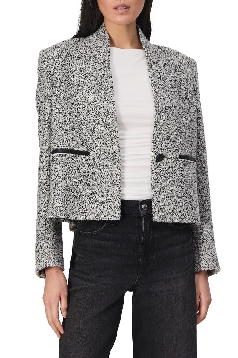 Pippa Wool Blend Tweed Blazer, Main, color, WHITE BLACK