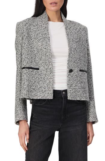 Rag & Bone Pippa Wool Blend Tweed Blazer In White Black