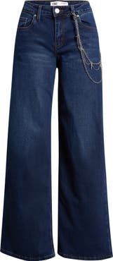 YMI Joey Baggy Wide Leg Jeans with Chain Accent