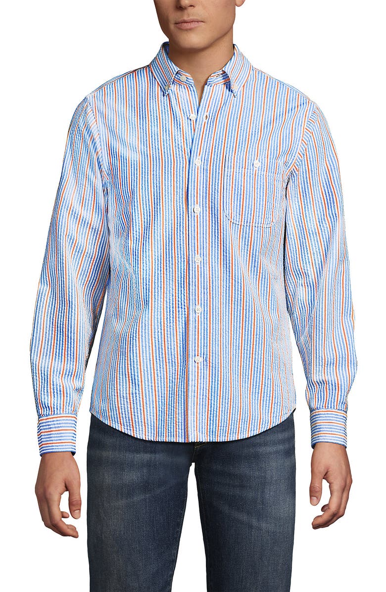 Lands' End Long Sleeve Seersucker Shirt, Main, color, 