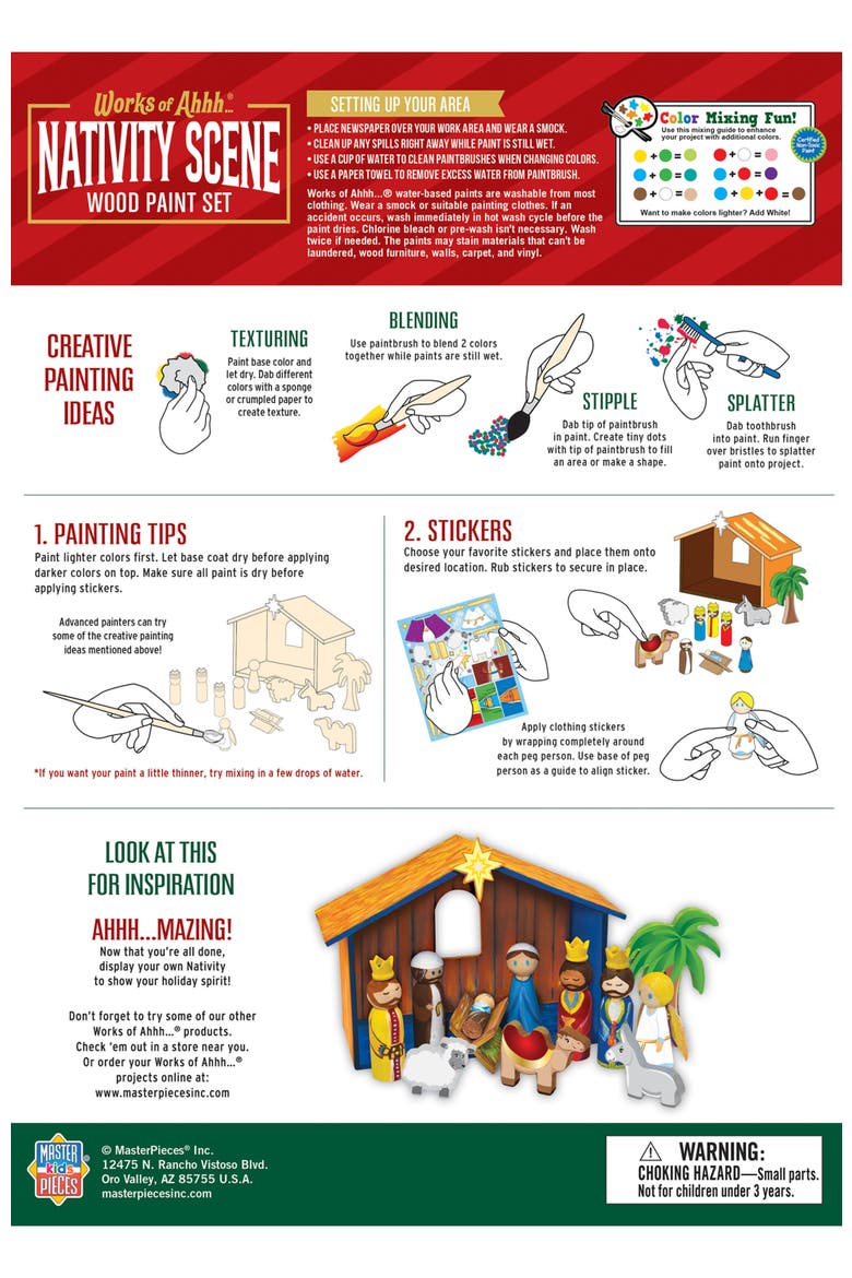 Nativity Scene Wood Craft & Paint Kit, Alternate, color, Multicolor
