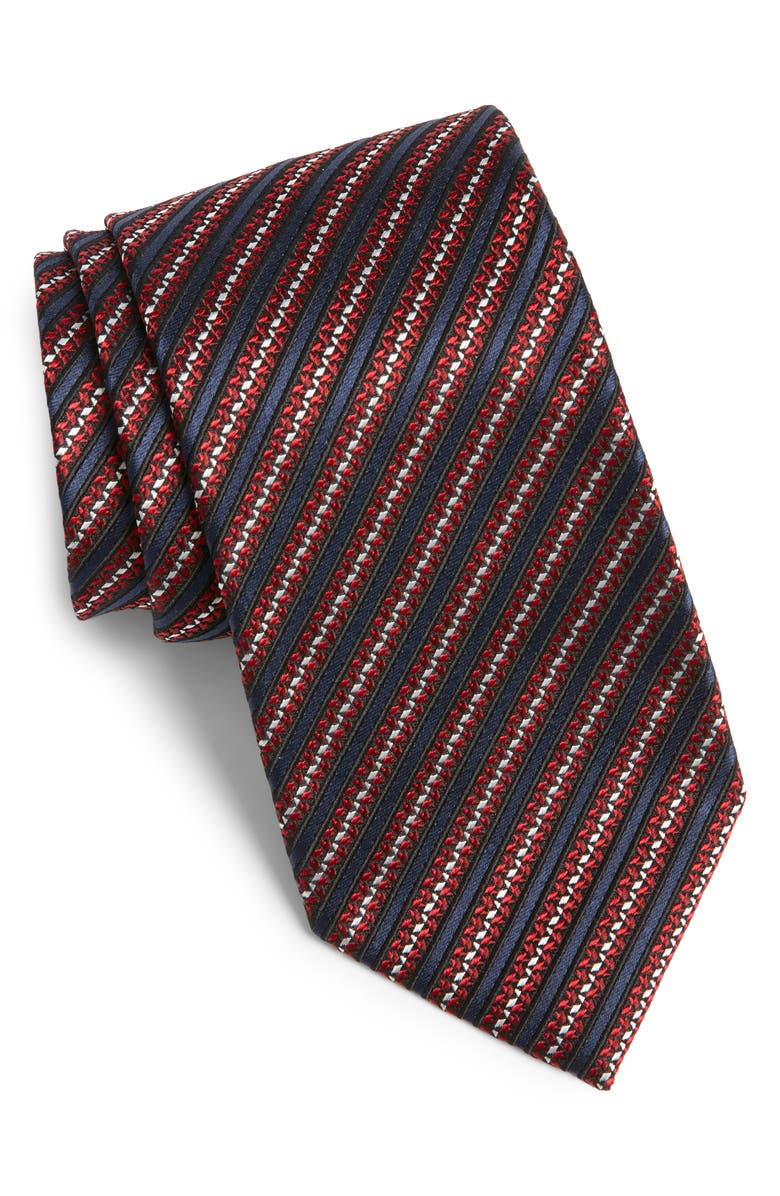 ZEGNA TIES Stripe Mulberry Silk Tie, Main, color, Red