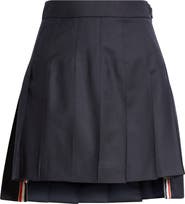 Thom Browne Drop Back Pleated Wool Miniskirt