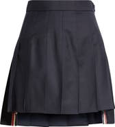 Thom Browne Drop Back Pleated Wool Miniskirt