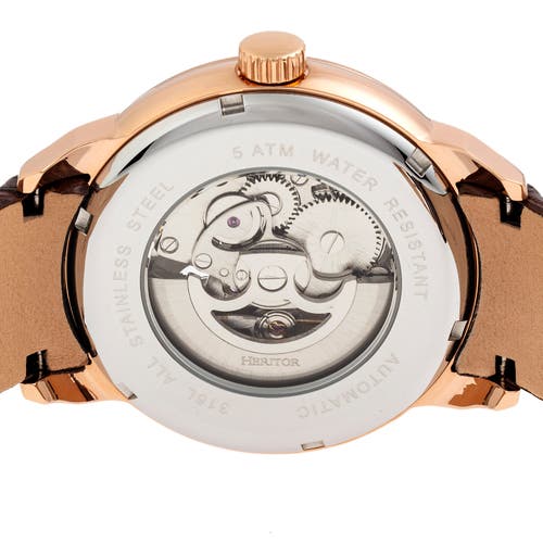 Heritor Automatic Sanford Semi-skeleton Leather-band Watch In Gold