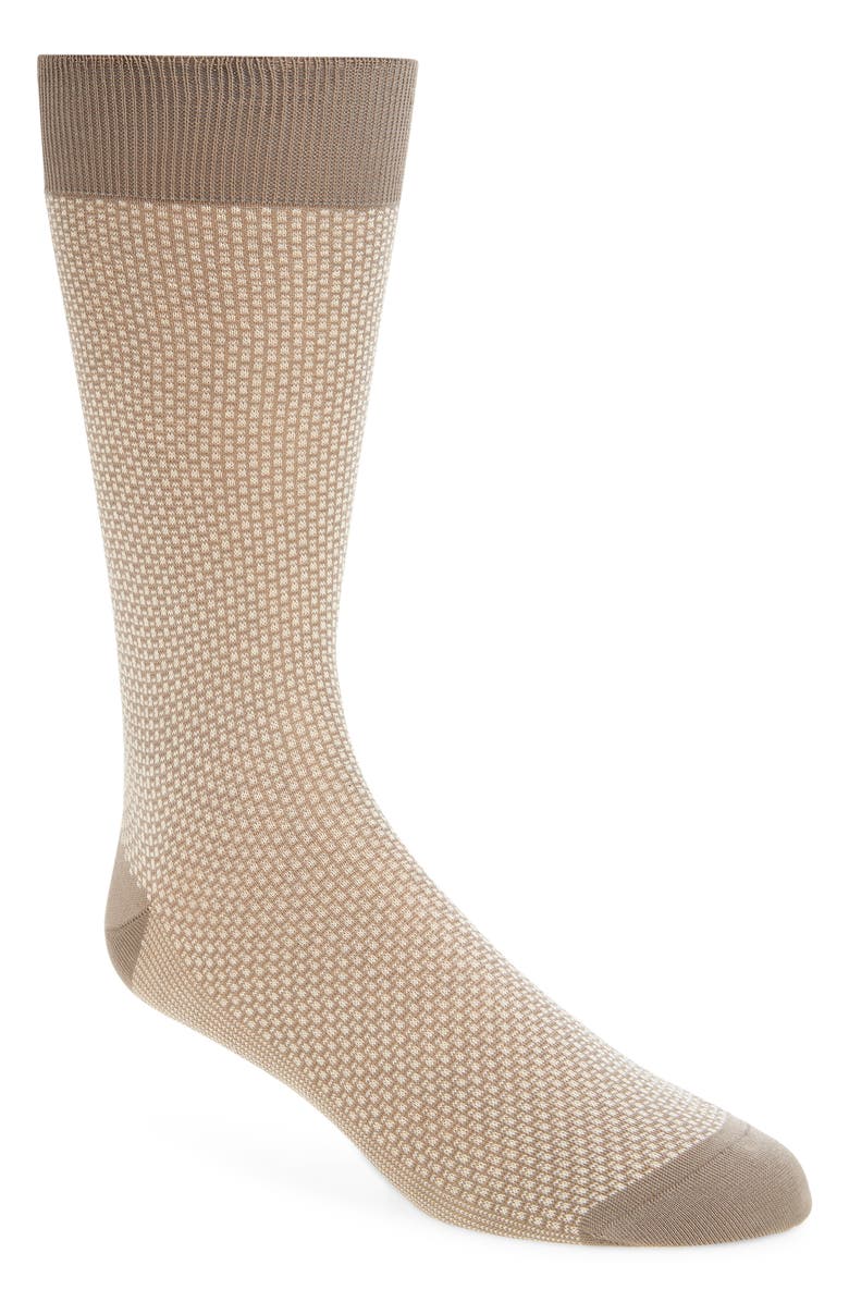 Canali Cotton Jacquard Dress Socks, Main, color, Lt Brown