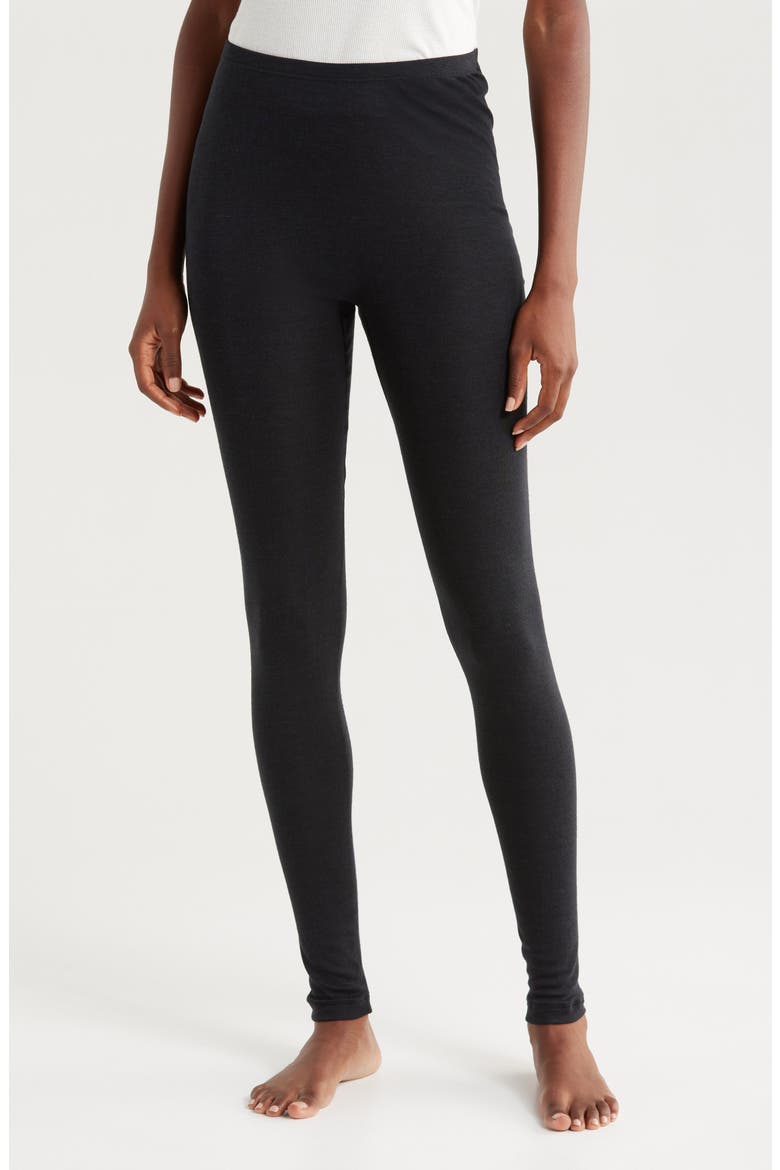 Merino Wool & Silk Long Johns, Main, color, BLACK