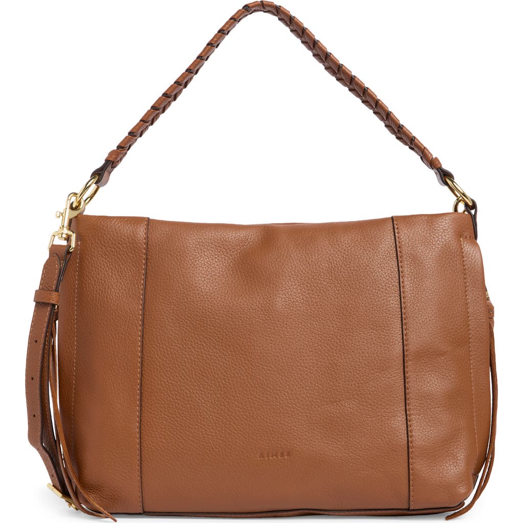 Aimee Laila Convertible Leather Shoulder Bag In Brown