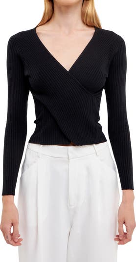 Wrap Front Rib Sweater