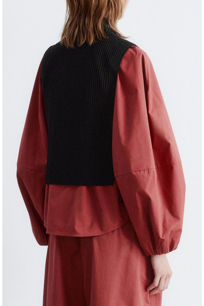 Rib Mock Neck Bib Collar, Alternate, color, BLACK DARK