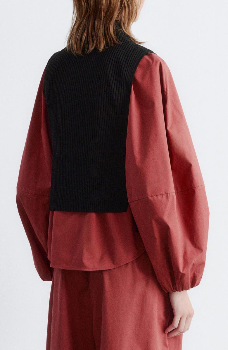 & Other Stories Rib Mock Neck Bib Collar, Alternate, color, Black Dark