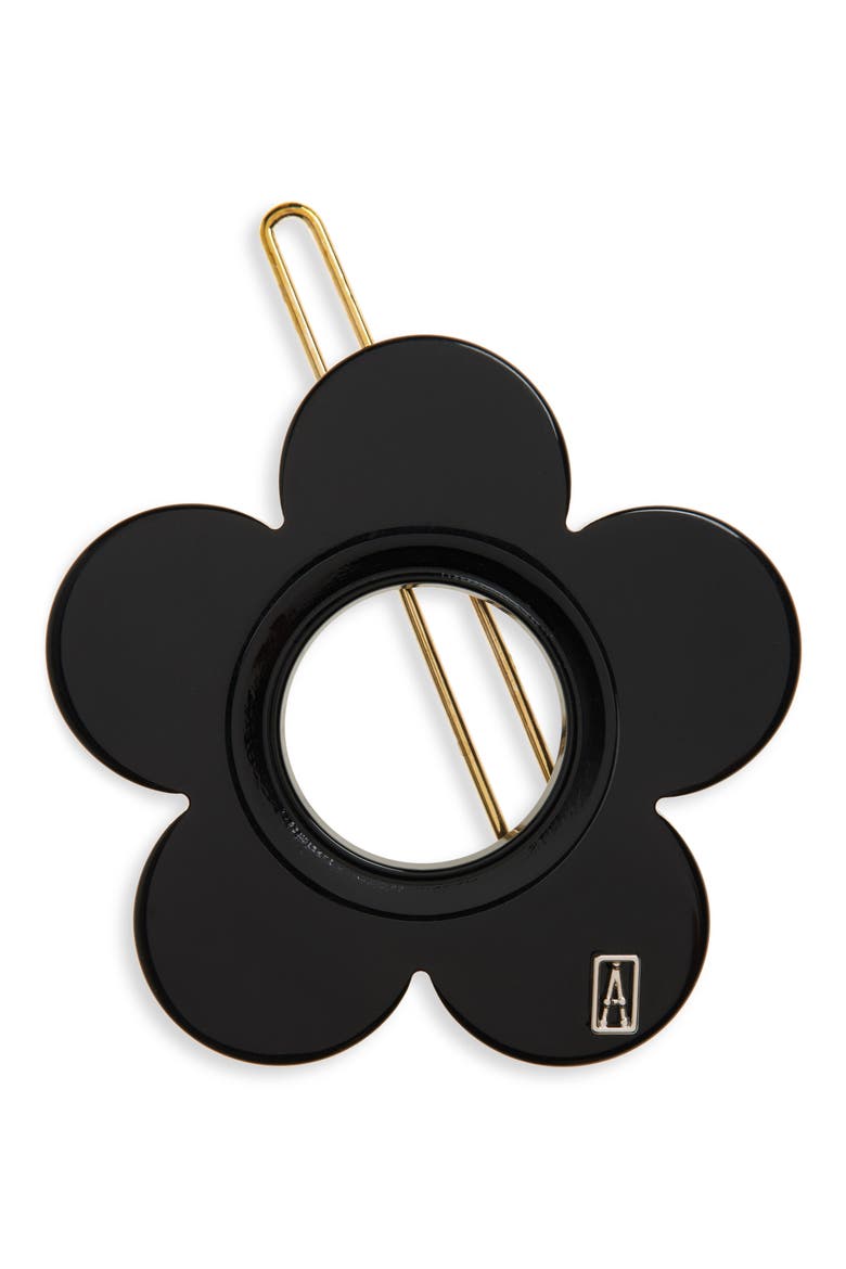 Flower Barrette, Main, color, BLACK