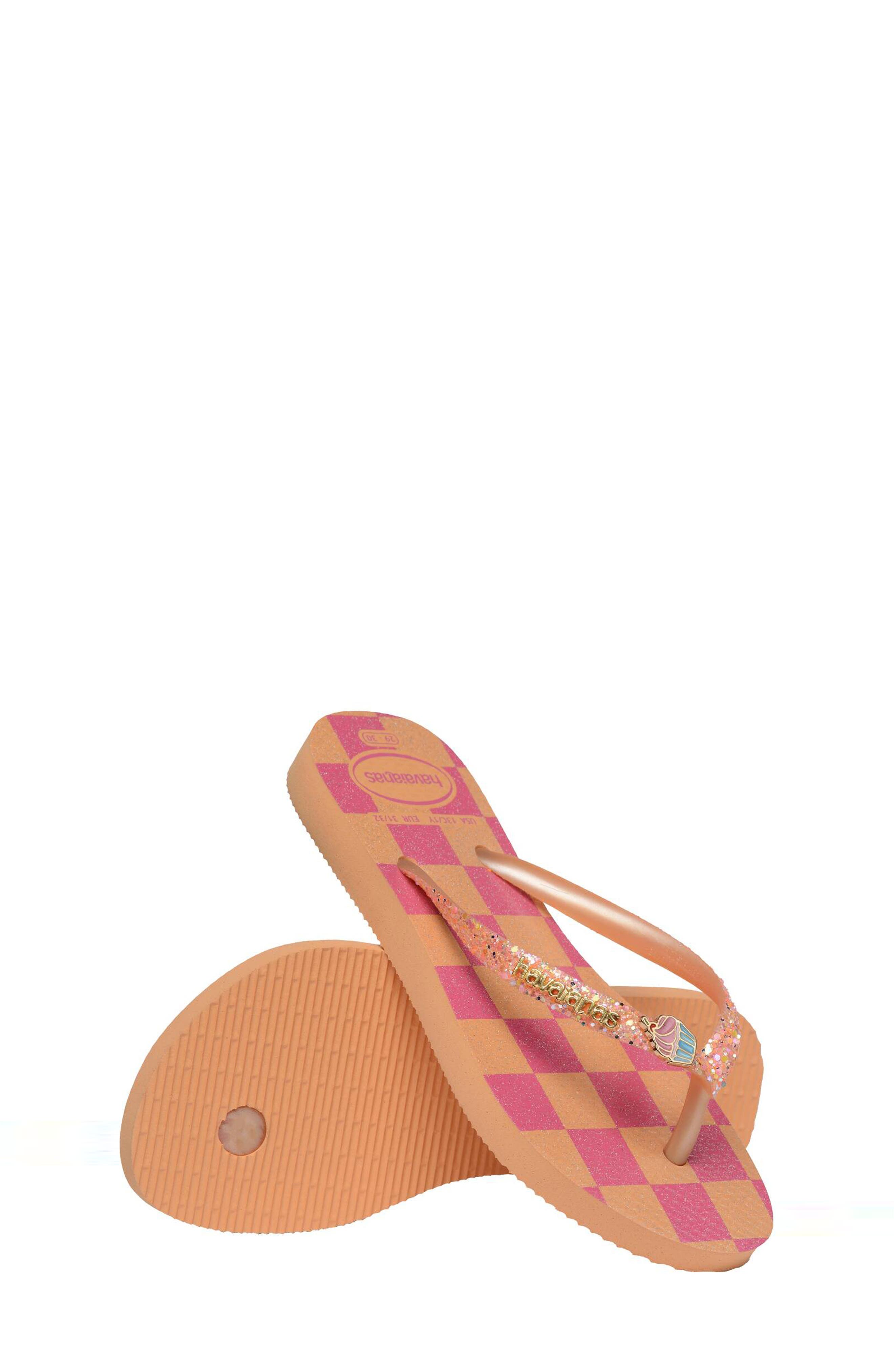 Havaianas Kids' Slim Glitter Sandal, Alternate, color, Peach