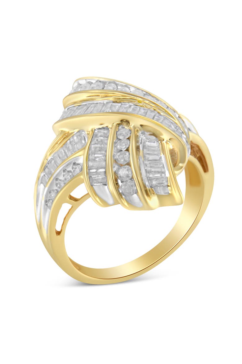 10K Yellow Gold 1 1/5 Cttw Diamond Bypass Cocktail Ring, Main, color, Yellow Gold