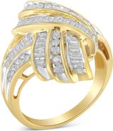 Haus of Brilliance 10K Gold Over Silver 1.0Cttw Diamond Knot Channel Statement Ring