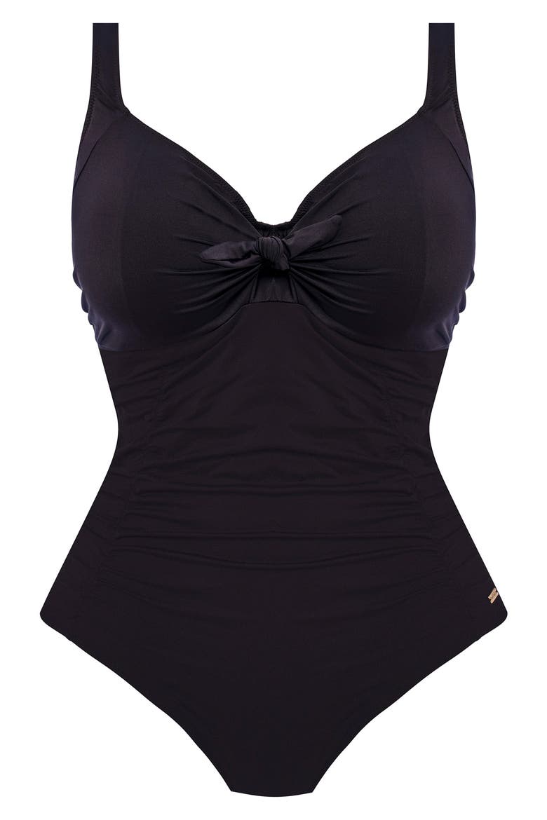 Merissa Underwire Twist Front One-Piece Swimsuit, Alternate, color, BLACK