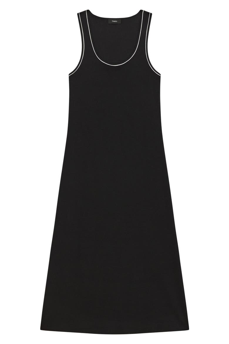 Contrast Tipped Rib Tank Dress, Alternate, color, BLACK