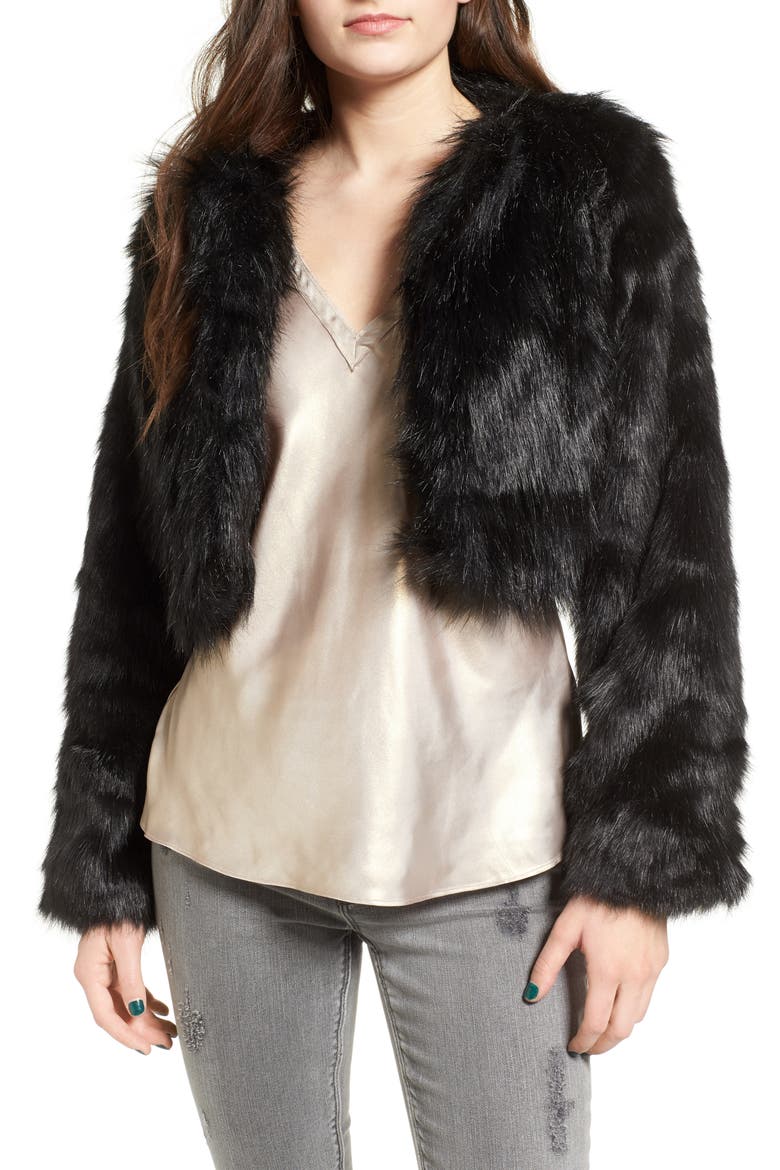 Fire Faux Fur Jacket, Main, color, BLACK