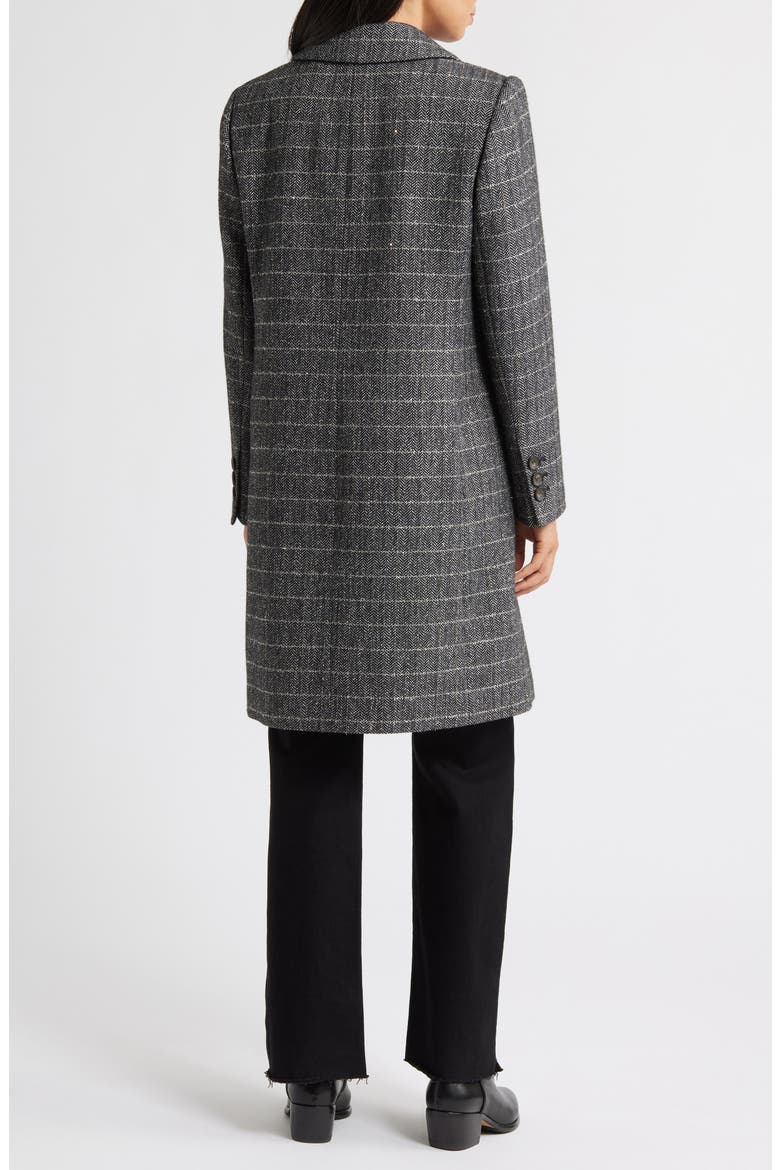 Double Breasted Notch Lapel Coat, Alternate, color, BLACK SPARKLE