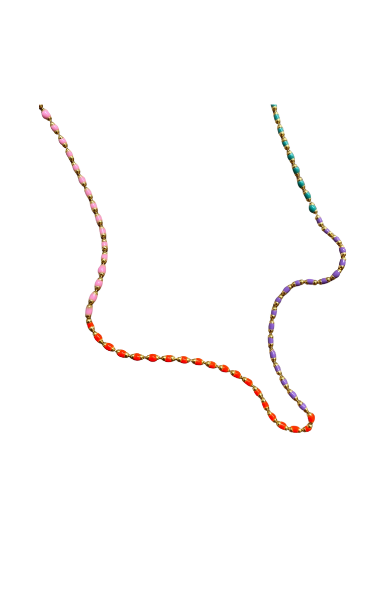 Spero London Sterling Silver Enamel Mine Beaded Colourful Rainbow Necklace, Main, color, Gold