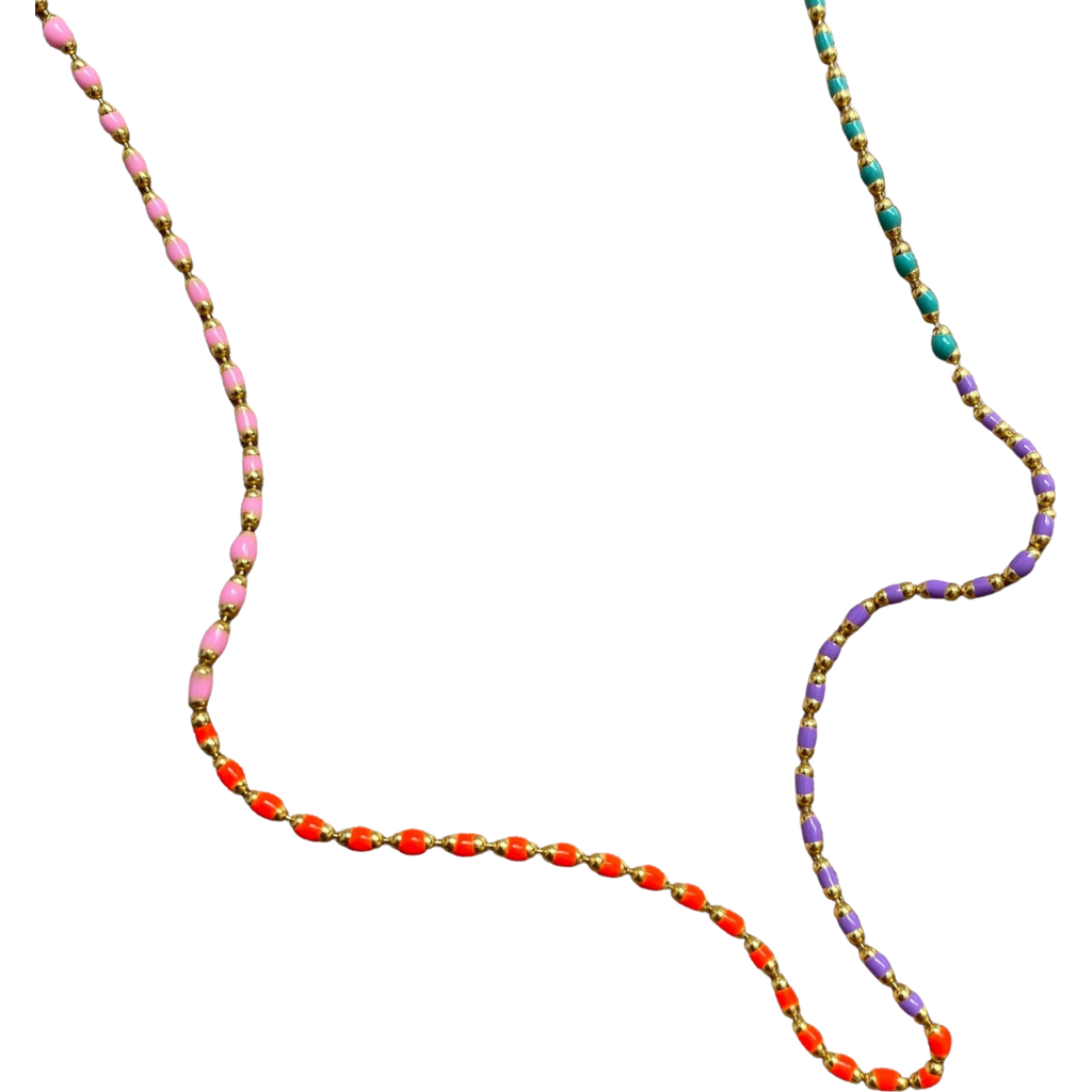 Spero London Sterling Silver Enamel Mine Beaded Colourful Rainbow Necklace In Brown